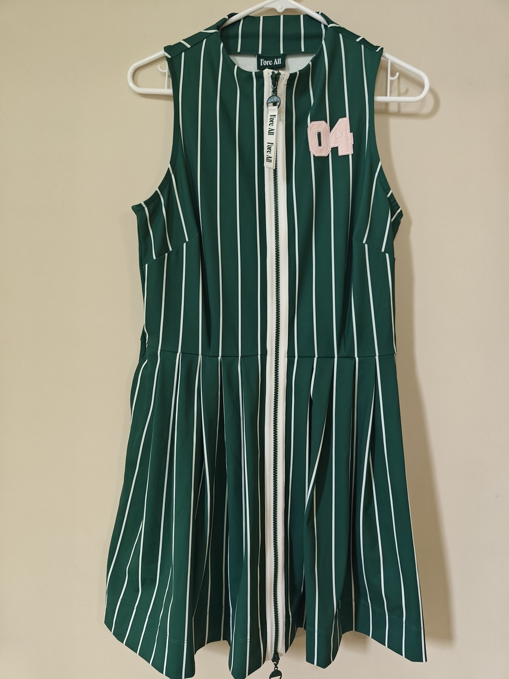 Fore All Golf Sleeveless Green Stripe Zip-Front Dress - Picture 4 of 4